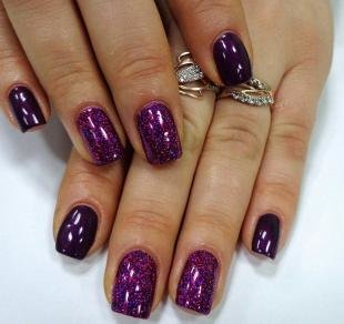 Аквариумный дизайн ногтей, сверкающий темно-фиолетовый маникюр